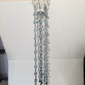 Handcrafted Beaded Hanging Decor in Pale Blue and Silver